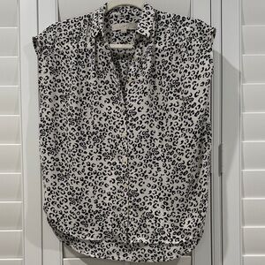 LOFT Black and White Animal Print Blouse